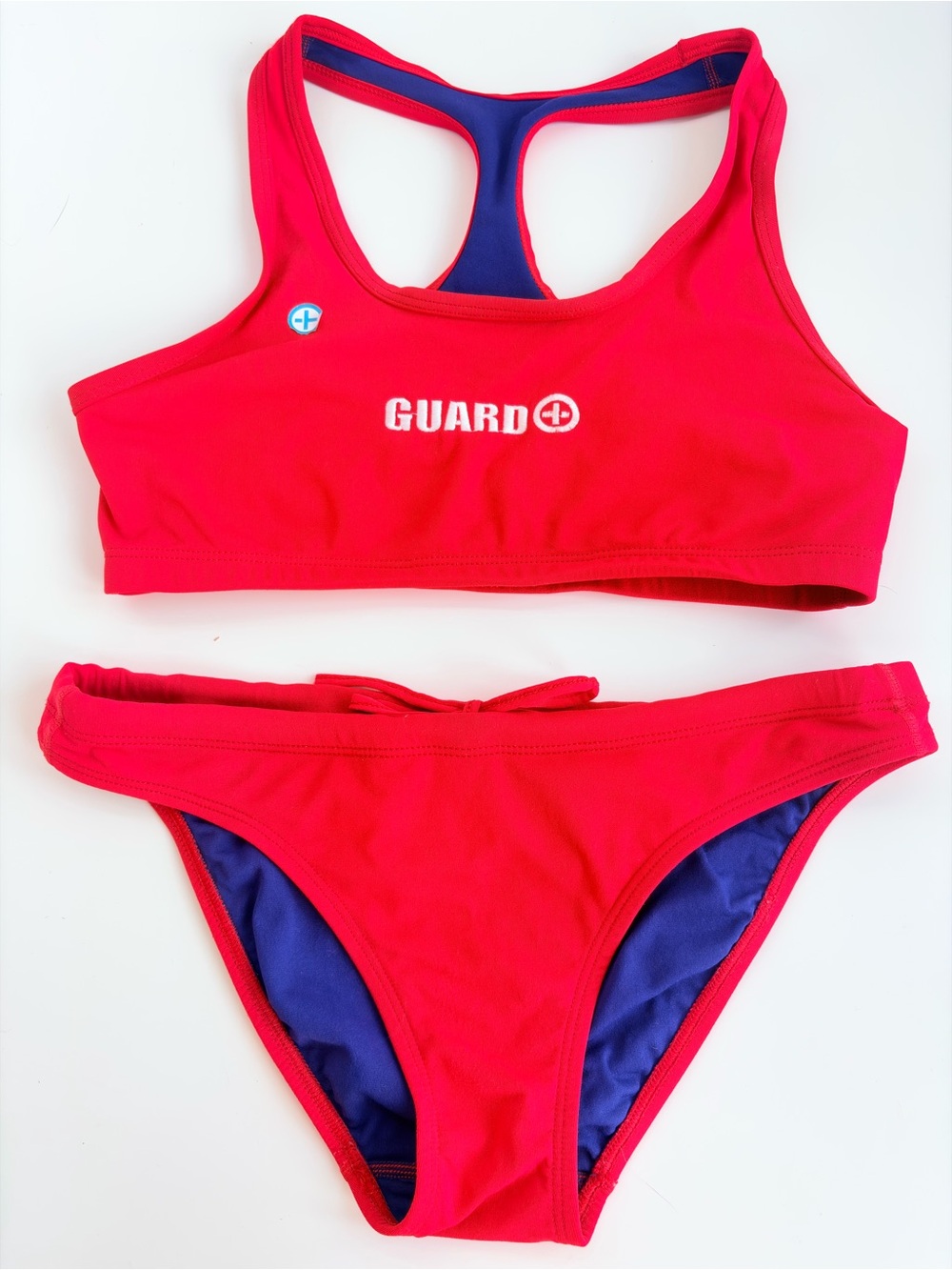 Watermen Rescue Classic Red Racerback Top Bikini bottoms GUARD+ Medium Lifeguard